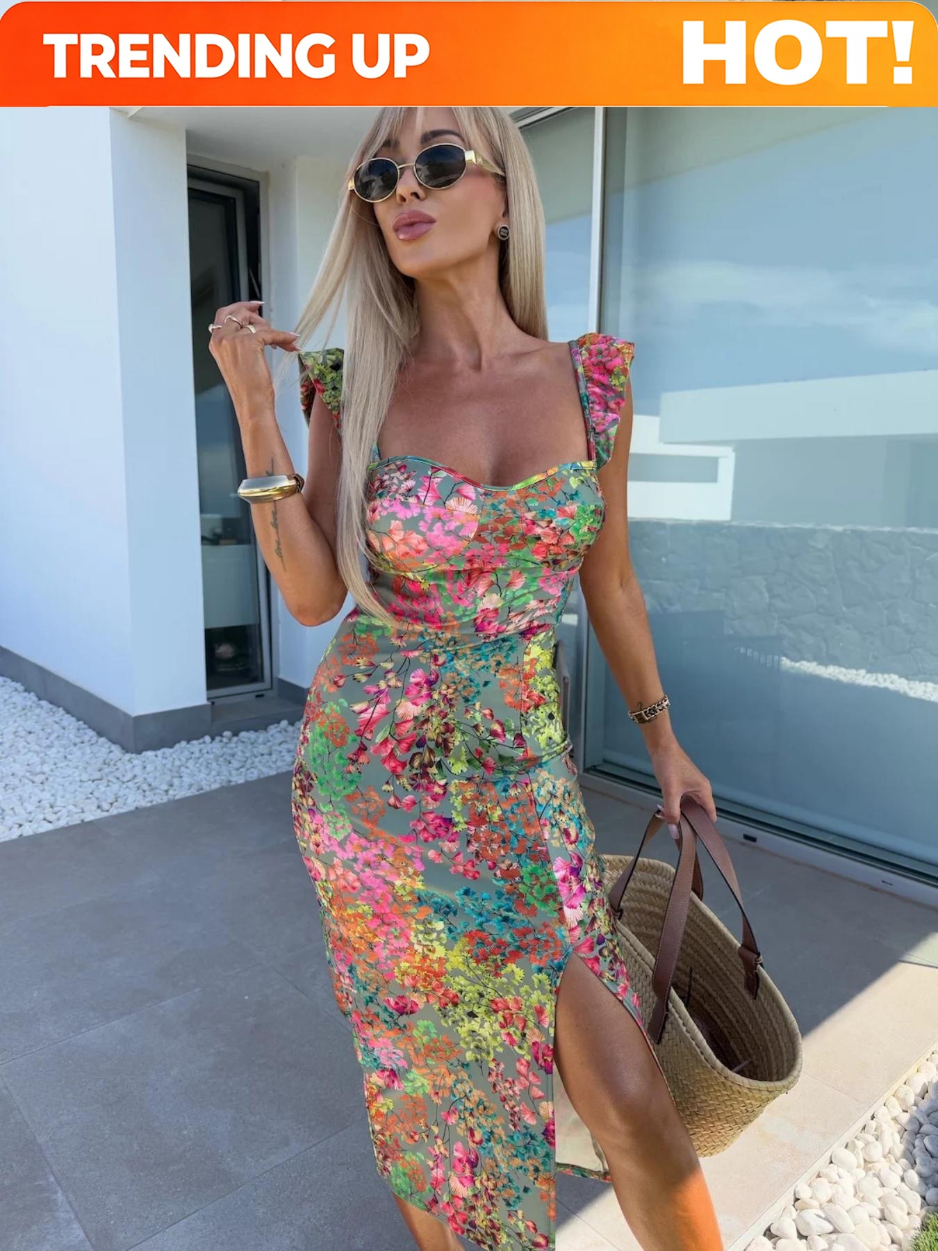 Elegant Boho Printed Dress For - đánh giá và giá Midi Dress